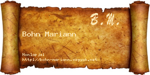 Bohn Mariann névjegykártya
